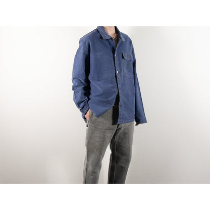1960-70s "French Vintage" Faded Blue Moleskin Work Jacket