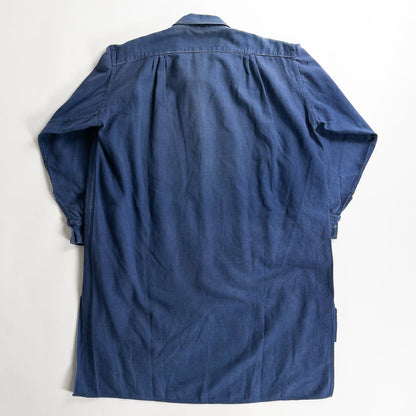 1940s "French Vintage" Faded Blue Cotton Twill Grandpa Work Shirt