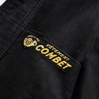 1940s "COMBET" French Black Moleskin Work Jacket with V Pockets