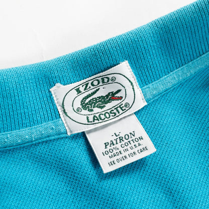 1980-90s "IZOD LACOSTE" Sky Blue Cotton S/S Polo Shirt, Size L