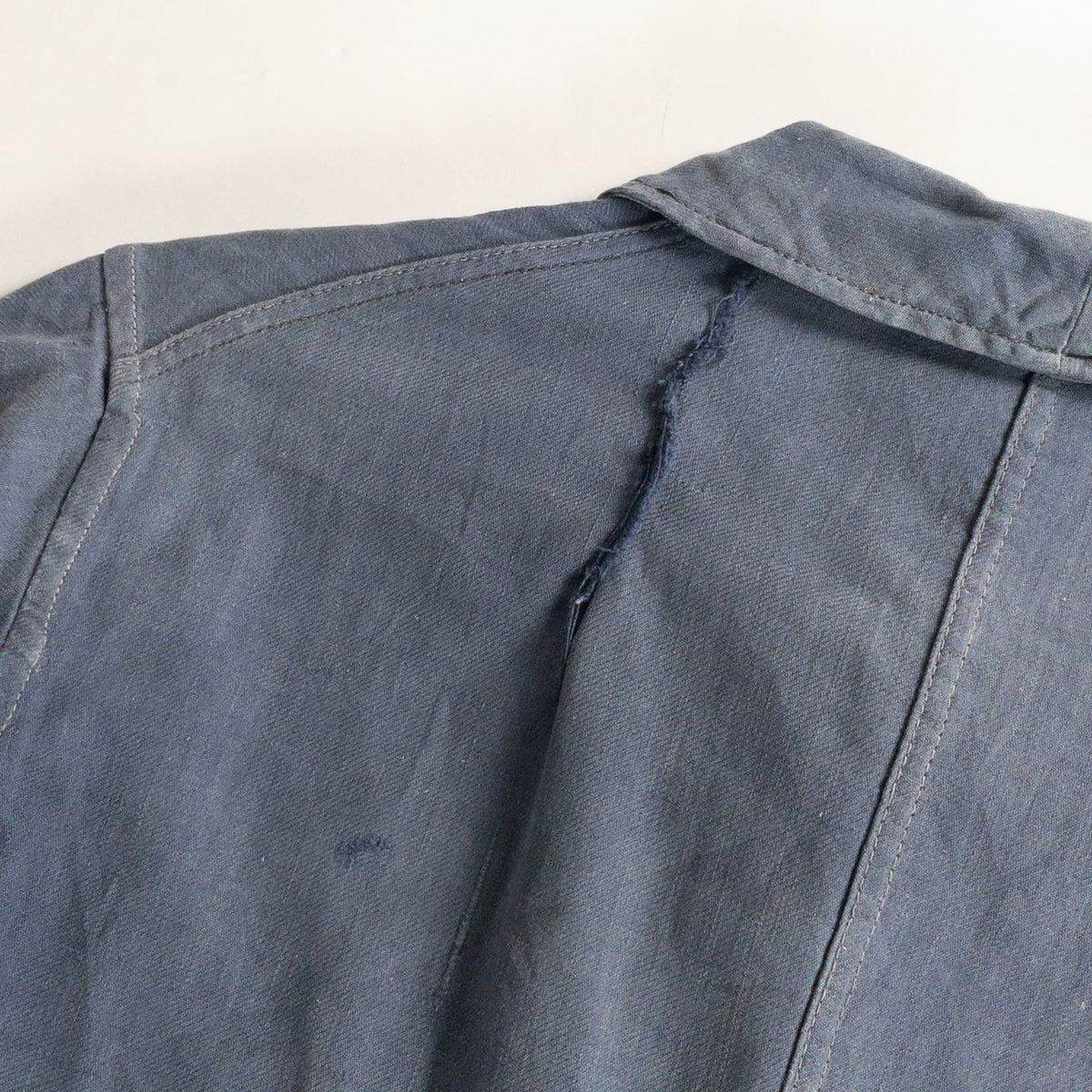 1930-40s "EXCELSIOR" French Faded Blue Cotton Twill Work Jacket with Papier-Mache Bottons