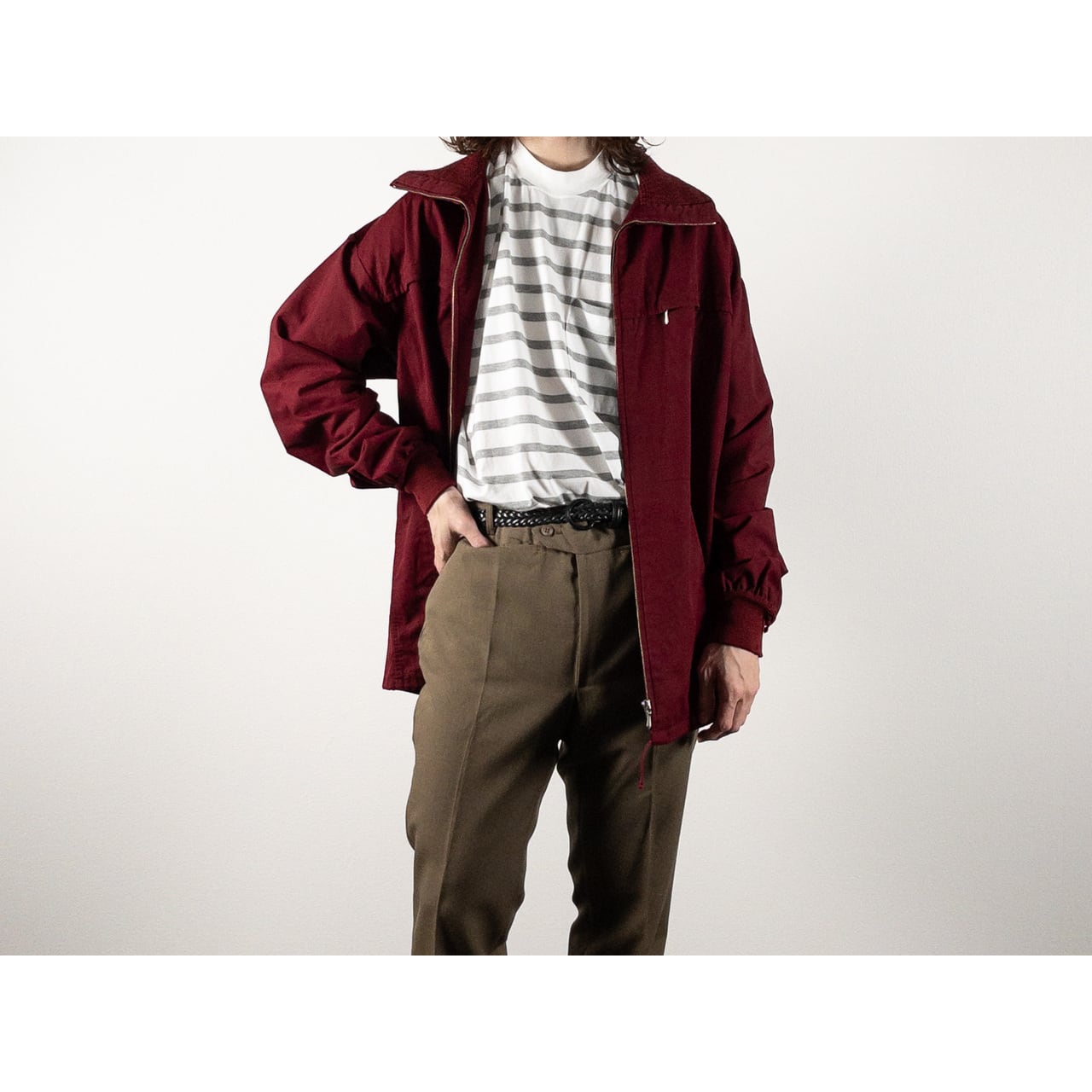 1960-70s "German Vintage" Wine Red Full Zipper Sport Jacket