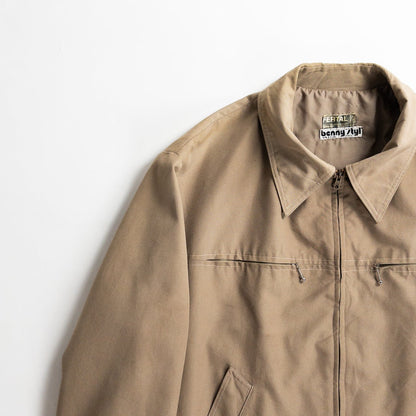 1960s "French Vintage" Beige Cotton Full Zip Work Jacket