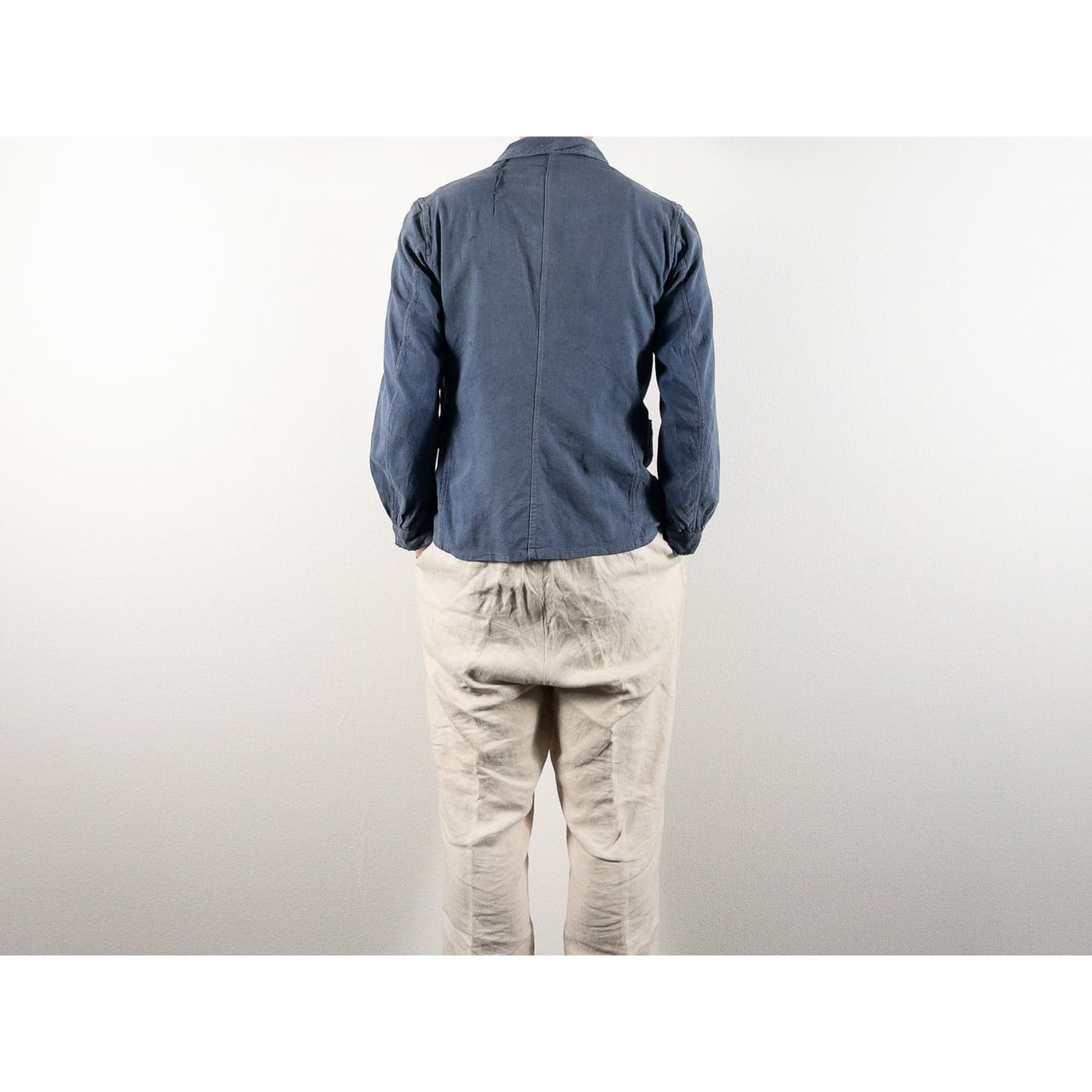 1930-40s "EXCELSIOR" French Faded Blue Cotton Twill Work Jacket with Papier-Mache Bottons