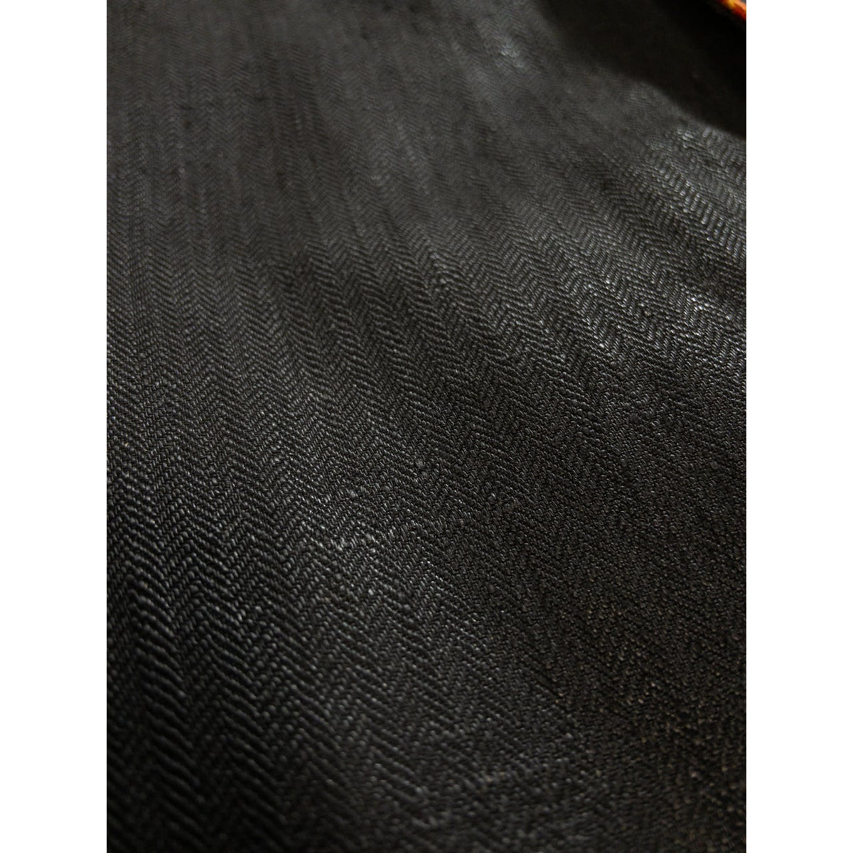 1900s Special "French Antique" Black Herringbone Linen Fireman Jacket, Big Size