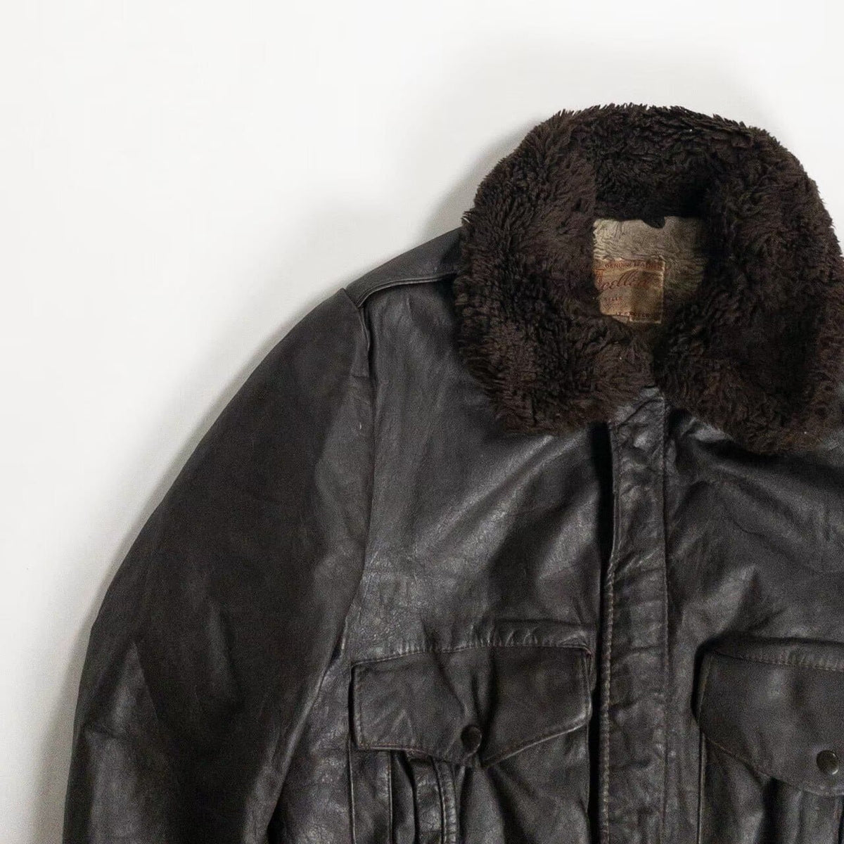1970-80s "Made in USA" Brown Leather Boa Jacket