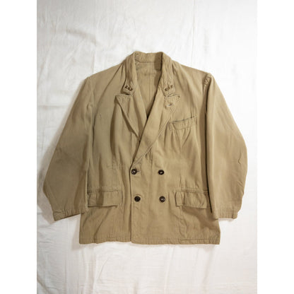 1940s-50s "French Vintage" "EGF" Beige Cotton Double Breasted Work Jacket