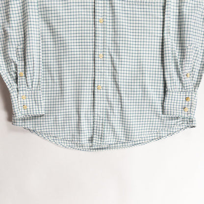 1970-80s "Fasonnable" Green × Blue Check Button Down L/S Shirt