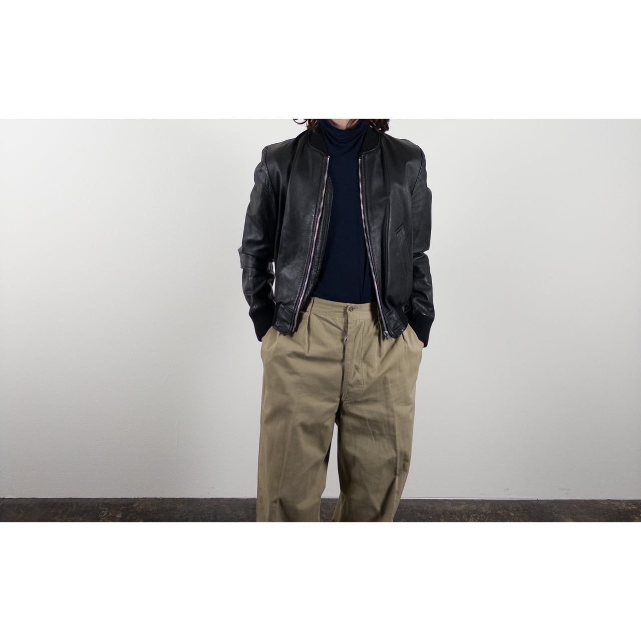 1970s-80s "French Vintage" Light Black Leather Jacket