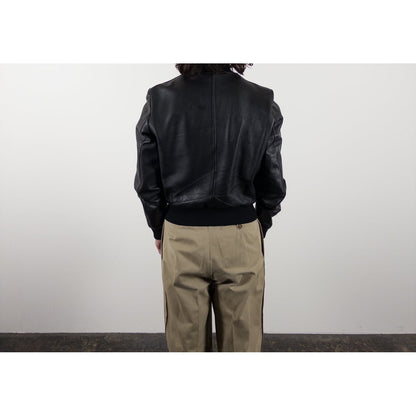 1970s-80s "French Vintage" Light Black Leather Jacket