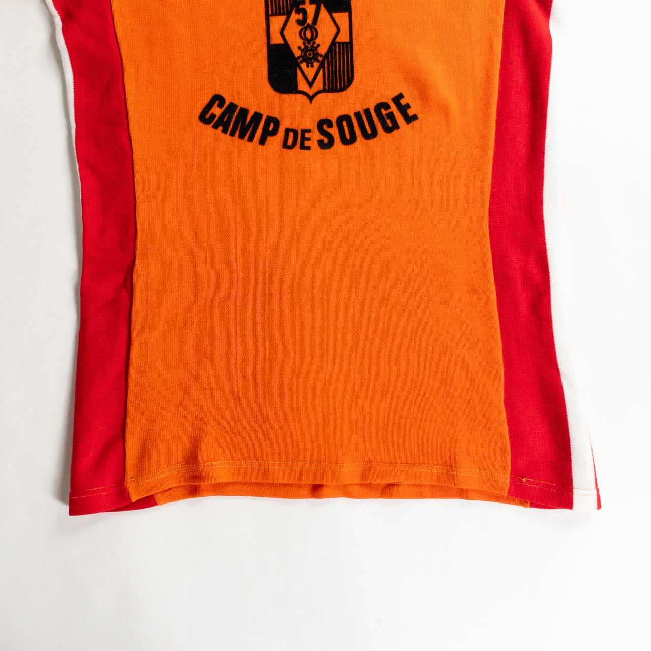 1960-70s "57eme R.I.Camp de Souge" Orenge Cotton Knit Half Zip-Up Sport Tee Shirt