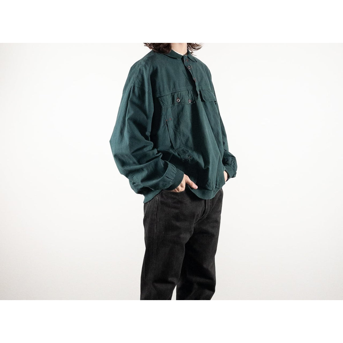 1990s "LUZ" Dark Green Cotton Anorak Pullover Jacket