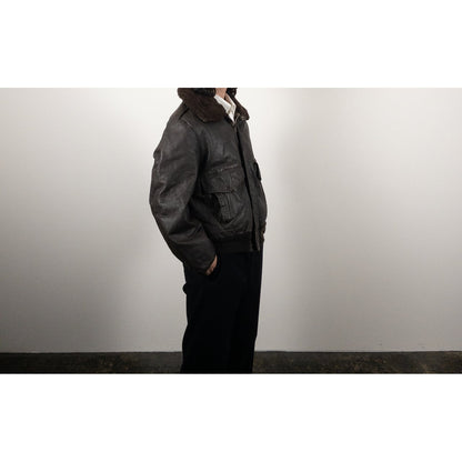 1970-80s "Made in USA" Brown Leather Boa Jacket