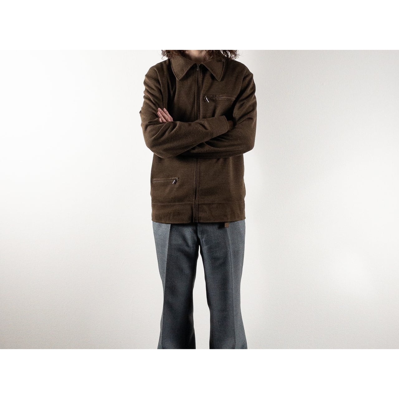 1980s-90s "French Vintage" Brown Acrylic Full Open Knit Jacket