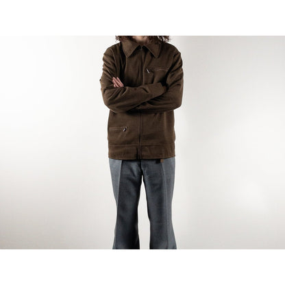 1980s-90s "French Vintage" Brown Acrylic Full Open Knit Jacket