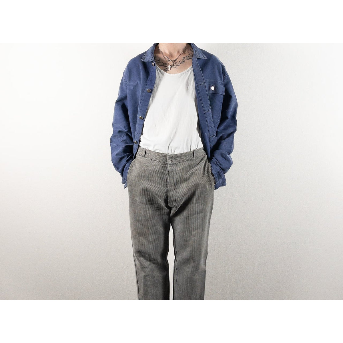 1960-70s "French Vintage" Faded Blue Moleskin Work Jacket
