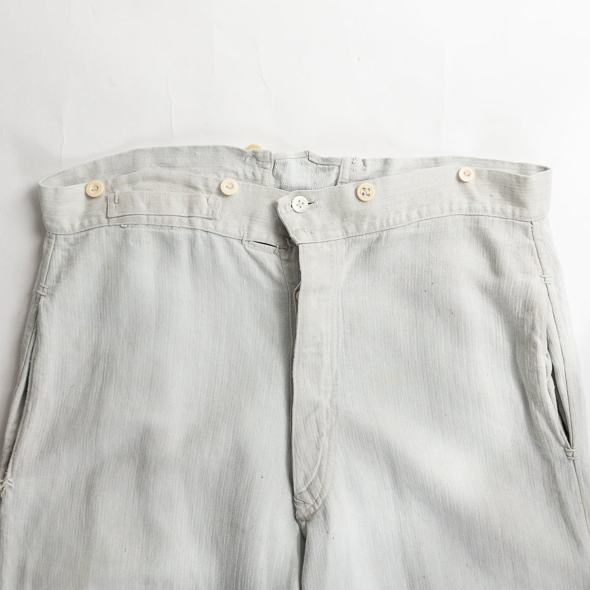 1880s "French Army" Linen Herringbone Twill Bourgeron Trousers