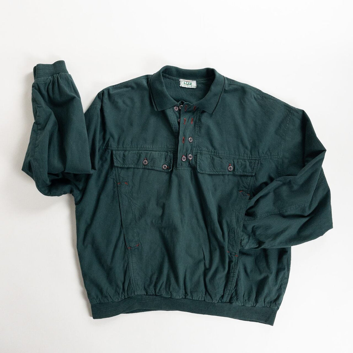 1990s "LUZ" Dark Green Cotton Anorak Pullover Jacket