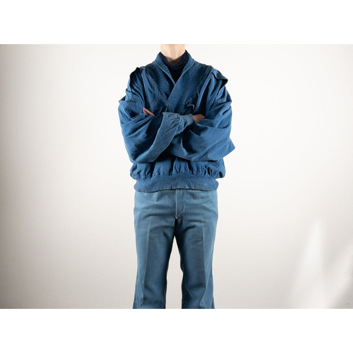 1980s "Euro Vintage" Blue Cotton Pullover Jacket
