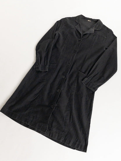 1940-50s "French Vintage" Light Black Moleskin Atelier Work Coat for Ladies