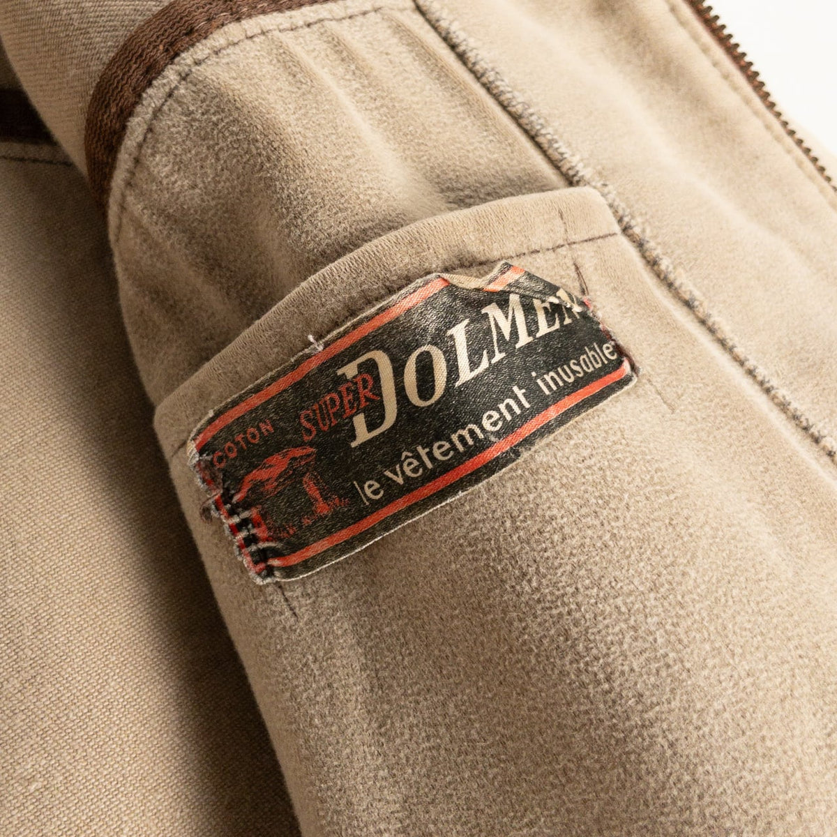 1950s "DOLMEN" French Brown Moleskin Cyclist Work Jacket