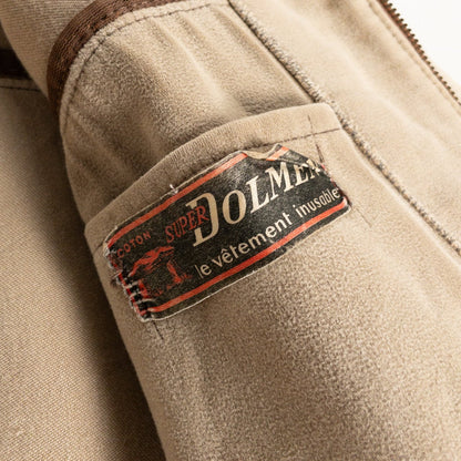 1950s "DOLMEN" French Brown Moleskin Cyclist Work Jacket