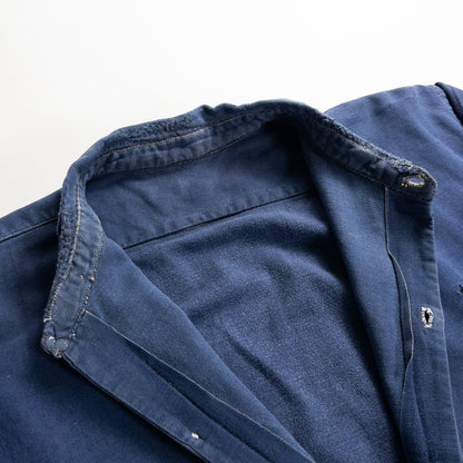 1940s "French Vintage" Faded Blue Cotton Twill Grandpa Work Shirt