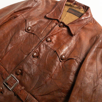 1930-40s "Hagglunds" Swedish Goatskin Red Brown Sport Work Jacket
