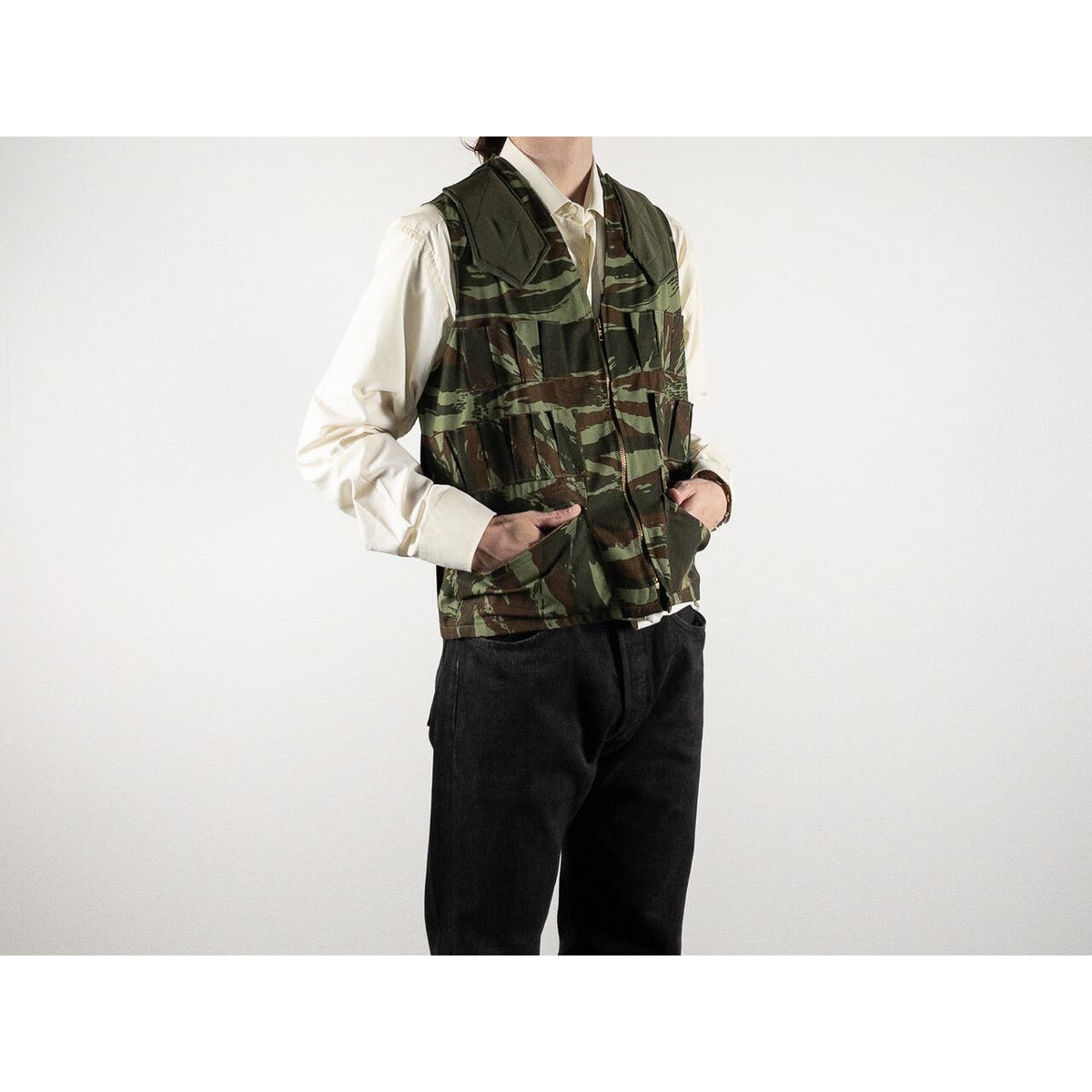 1960-70s "French Vintage" Lizard Camo Hunting Gilet, Dead Stock