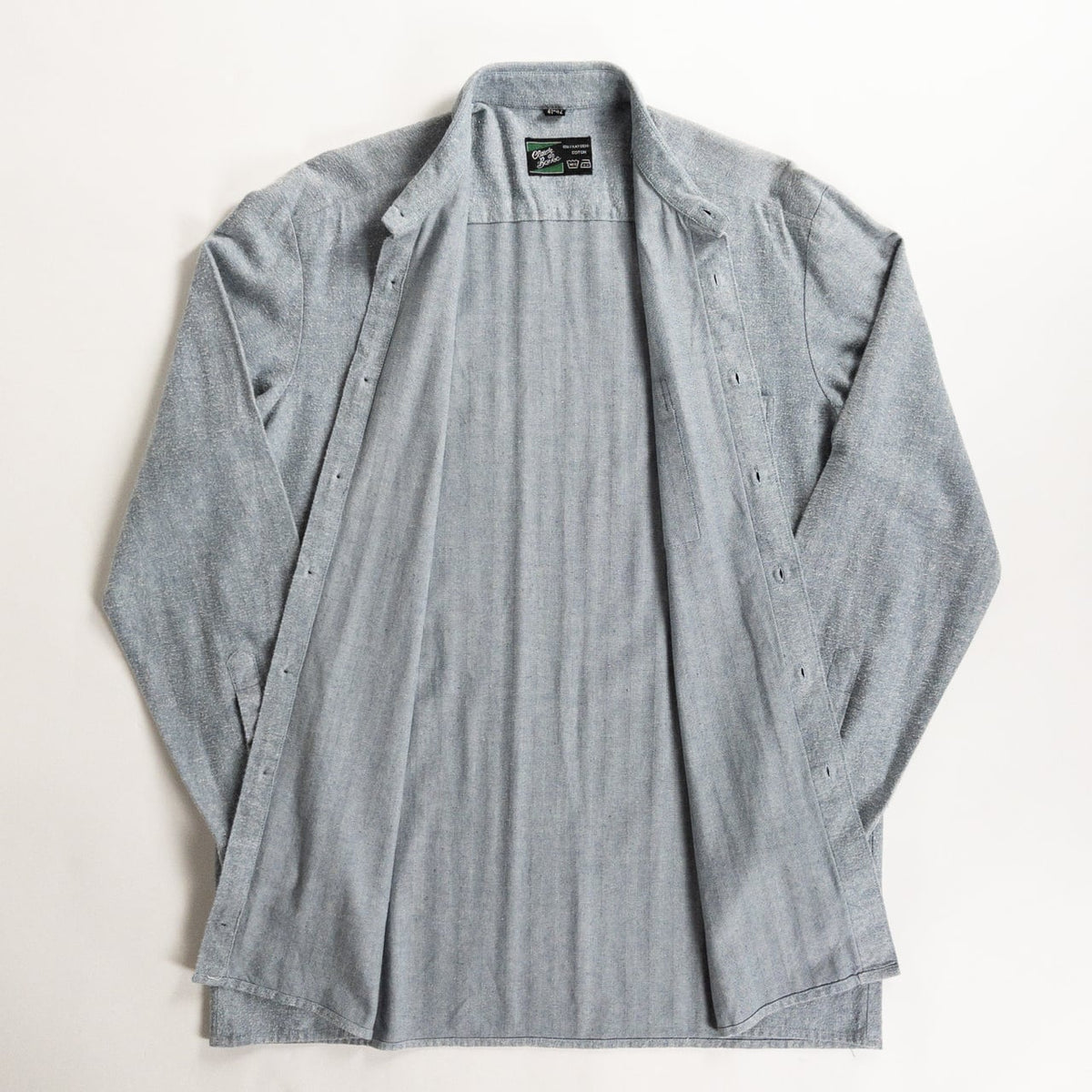 1990s "Dutch Vintage" Gray Cotton Herringbone Twill Long Sleeve Shirt