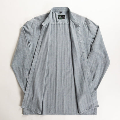1990s "Dutch Vintage" Gray Cotton Herringbone Twill Long Sleeve Shirt