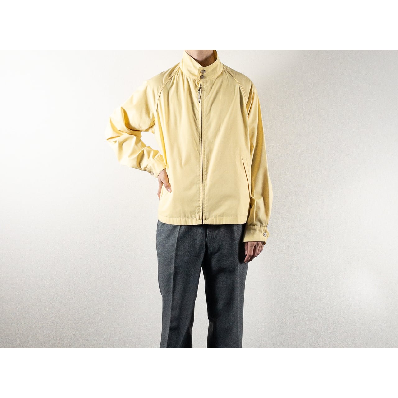 1990s "London Fog" Light Yellow Cotton Zip-Up Blouson Jacket