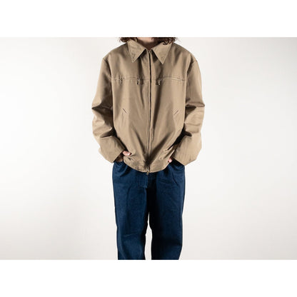 1960s "French Vintage" Beige Cotton Full Zip Work Jacket
