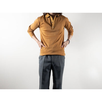 Old Yellow Brown Acrylic Knit Polo L/S Shirt
