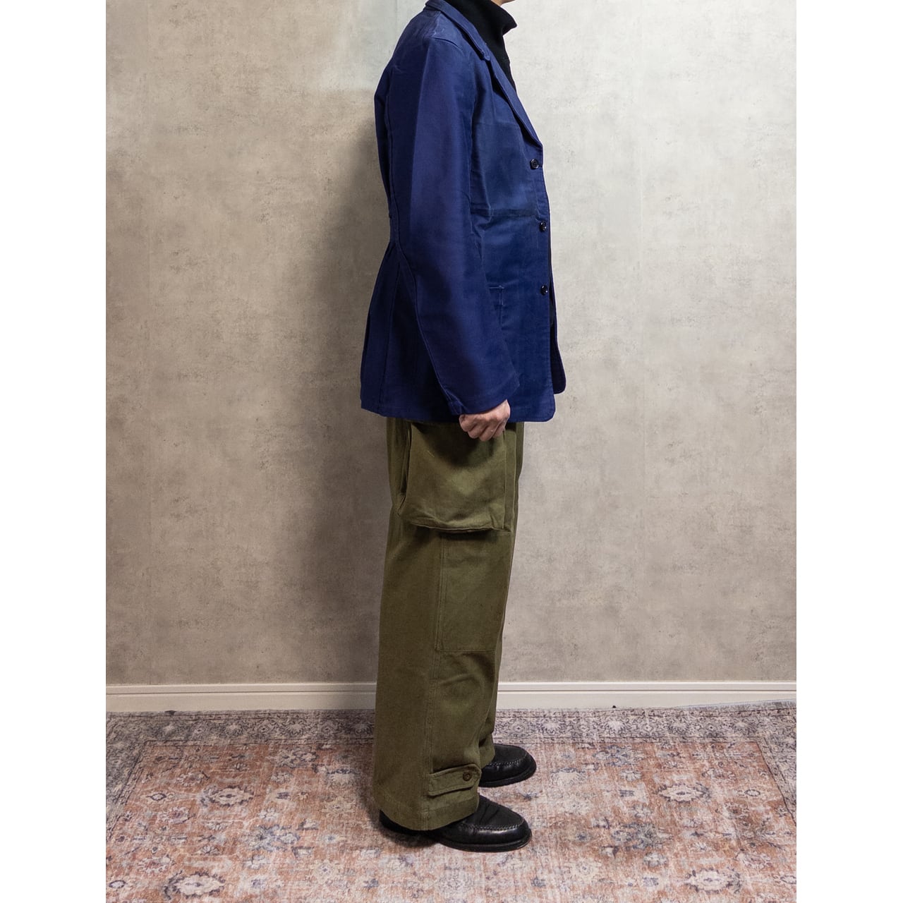 1950s "LE FORTEX" French Blue Moleskin Lapeled Work Jacket, Dead Stock