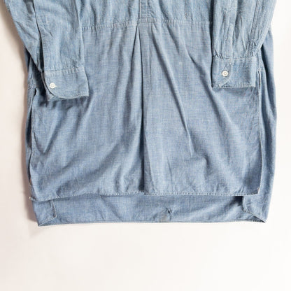 1930s-40s "French Vintage" Cotton Blue Chambray Grandpa Work Shirt