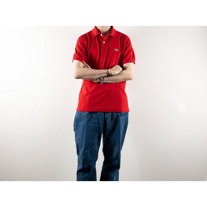 1980s "French LACOSTE" Red Cotton S/S Polo Shirt, Size 3