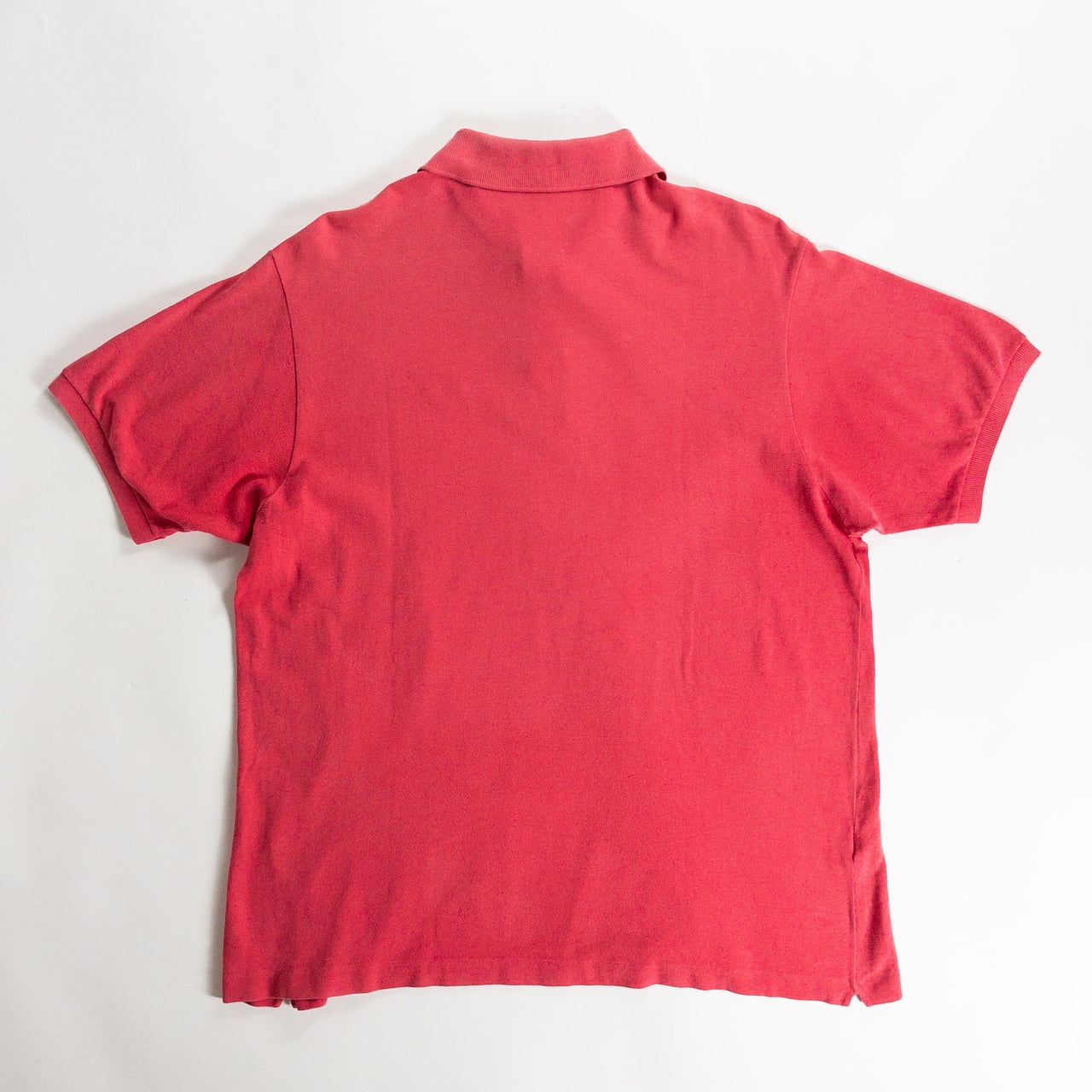 1980s "French LACOSTE" Red Cotton S/S Polo Shirt, Size 7
