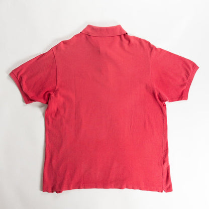 1980s "French LACOSTE" Red Cotton S/S Polo Shirt, Size 7