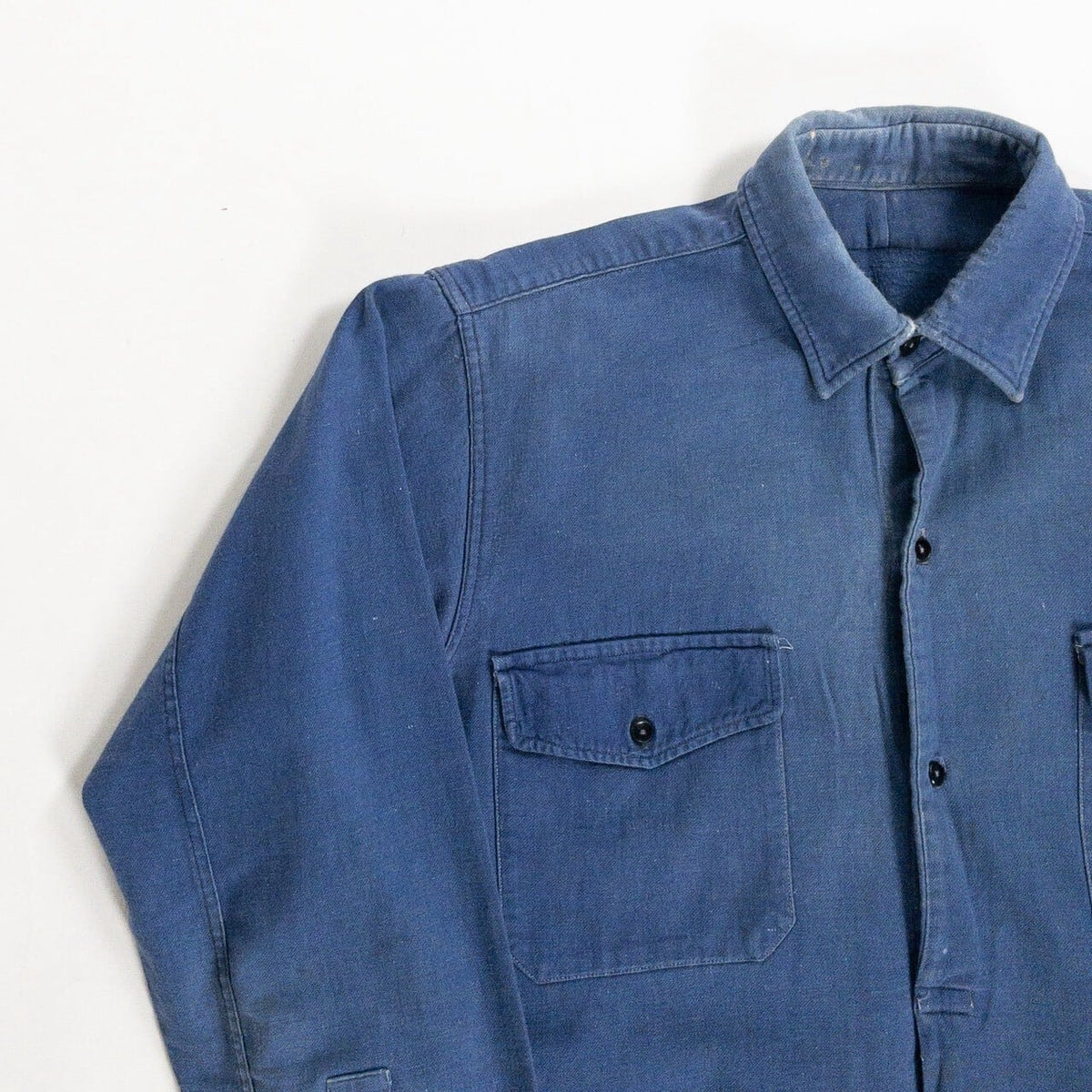 1940-50s "French Vintage" Blue Cotton Twill Work Shirt