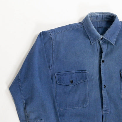 1940-50s "French Vintage" Blue Cotton Twill Work Shirt