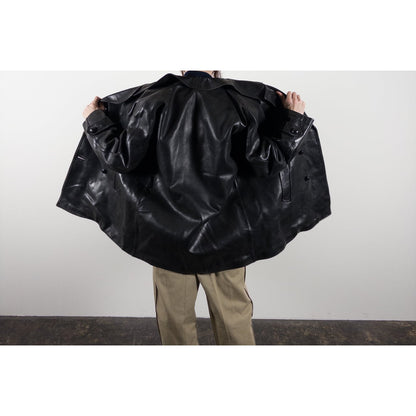 1950-60s "LORO PICENO" Black Leather Double-Breasted Jacket