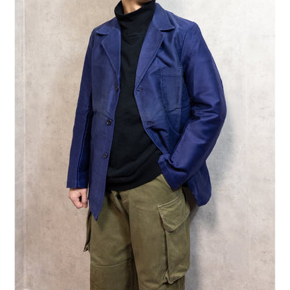 1950s "LE FORTEX" French Blue Moleskin Lapeled Work Jacket, Dead Stock