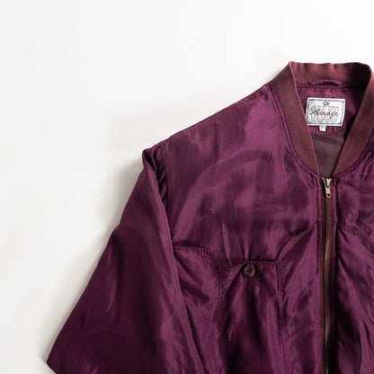 1980s "SILKS" Burgundy & Pink Silk Bomber Jacket