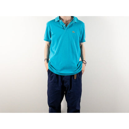 1980-90s "IZOD LACOSTE" Sky Blue Cotton S/S Polo Shirt, Size L