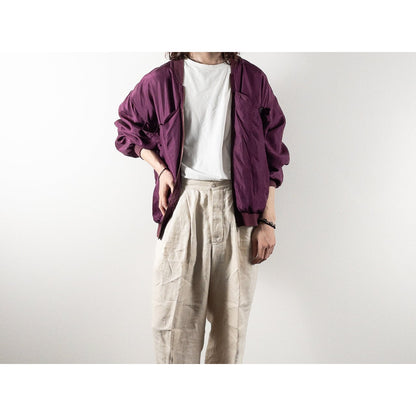 1980s "SILKS" Burgundy & Pink Silk Bomber Jacket