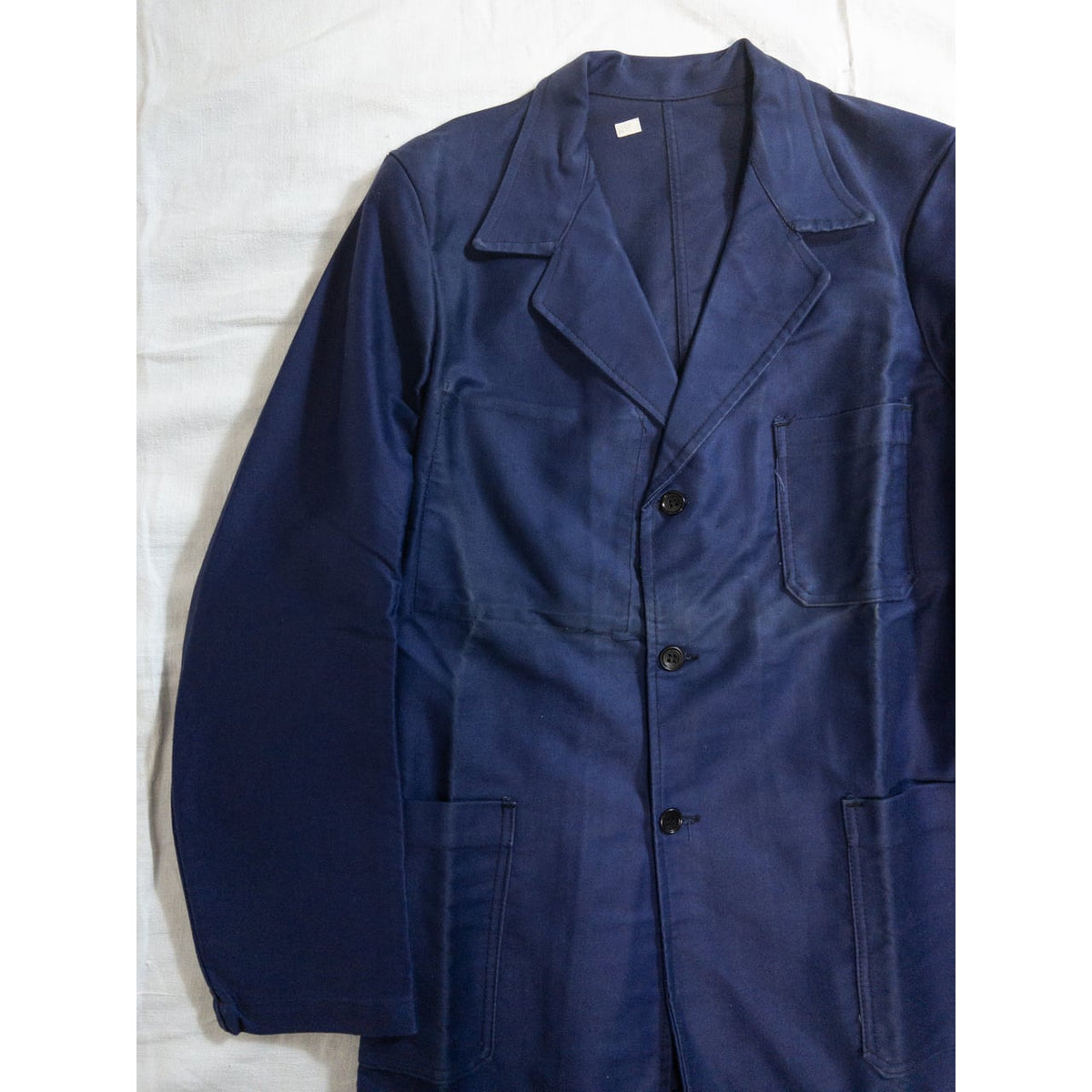 1950s "LE FORTEX" French Blue Moleskin Lapeled Work Jacket, Dead Stock