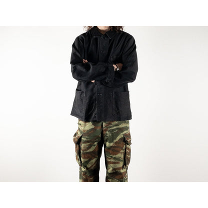 1940s "COMBET" French Black Moleskin Work Jacket with V Pockets