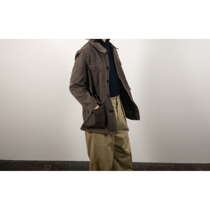 1950s "French Vintage" Brown Cotton Pique Hunting Jacket