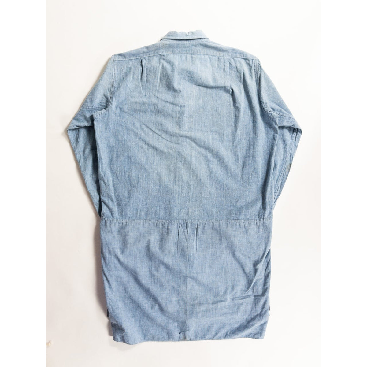 1930s-40s "French Vintage" Cotton Blue Chambray Grandpa Work Shirt